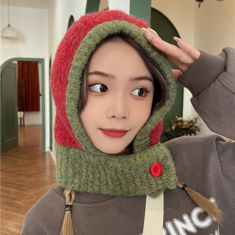 New Color Matching Balaclava Gorras Women's Autumn Winter Warm Neck Protector Cap Scarf Integrated Knitted Skull Hat Beanie Hats
New Color Matching Balaclava Gorras Women's Autumn Winter Warm Neck Protector Cap Scarf Integrated Knitted Skull Hat Beanie Hats