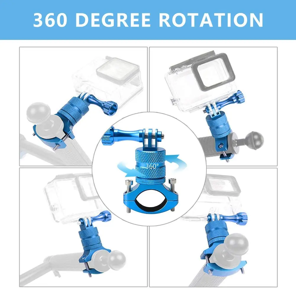Go Pro Mountain Bike Handlebar Clamp for GoPro10/9/8/7/6/5s/5/4s/4 Apeman Feiyutech, 360 Degree Rotation Aluminum Bicycle Mount4
Go Pro Mountain Bike Handlebar Clamp for GoPro10/9/8/7/6/5s/5/4s/4 Apeman Feiyutech, 360 Degree Rotation Aluminum Bicycle Mount4