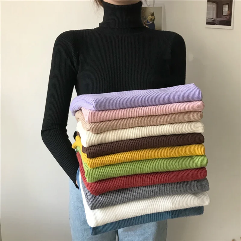 Simple Women Turtleneck Sweater Winter Fashion Pullover Elastic Knit Ladies Jumper Casual Solid Black Female Basic Tops
Simple Women Turtleneck Sweater Winter Fashion Pullover Elastic Knit Ladies Jumper Casual Solid Black Female Basic Tops