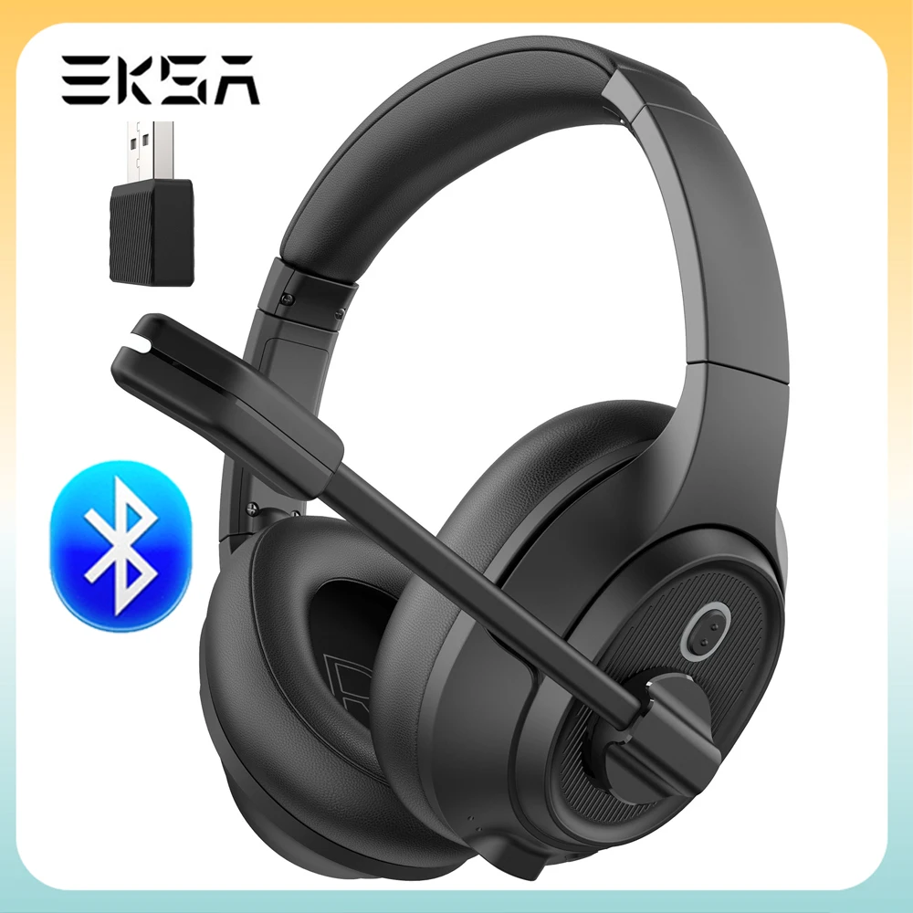 

EKSA H6 Wireless Headphones With Dongle AI Environmental Noise Canceling Mic For Business For Call Center Headset Bluetooth 5.0