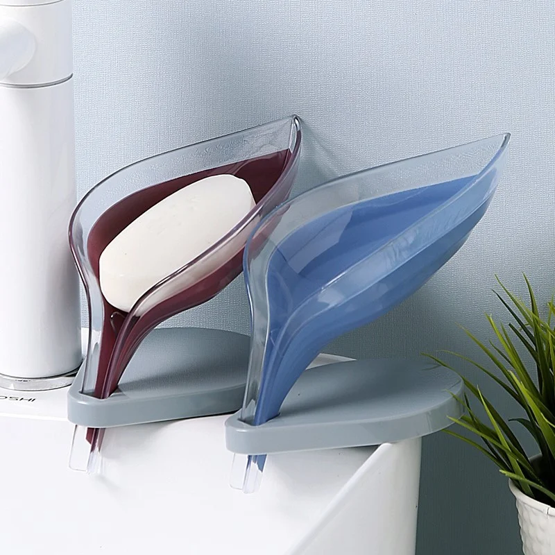 

1PC Soapbox Non-slip Leaf Shape Soap Box Drain Soap Holder Box Bathroom Shower Soap Holder Bathroom Supplies Bathroom Gadgets