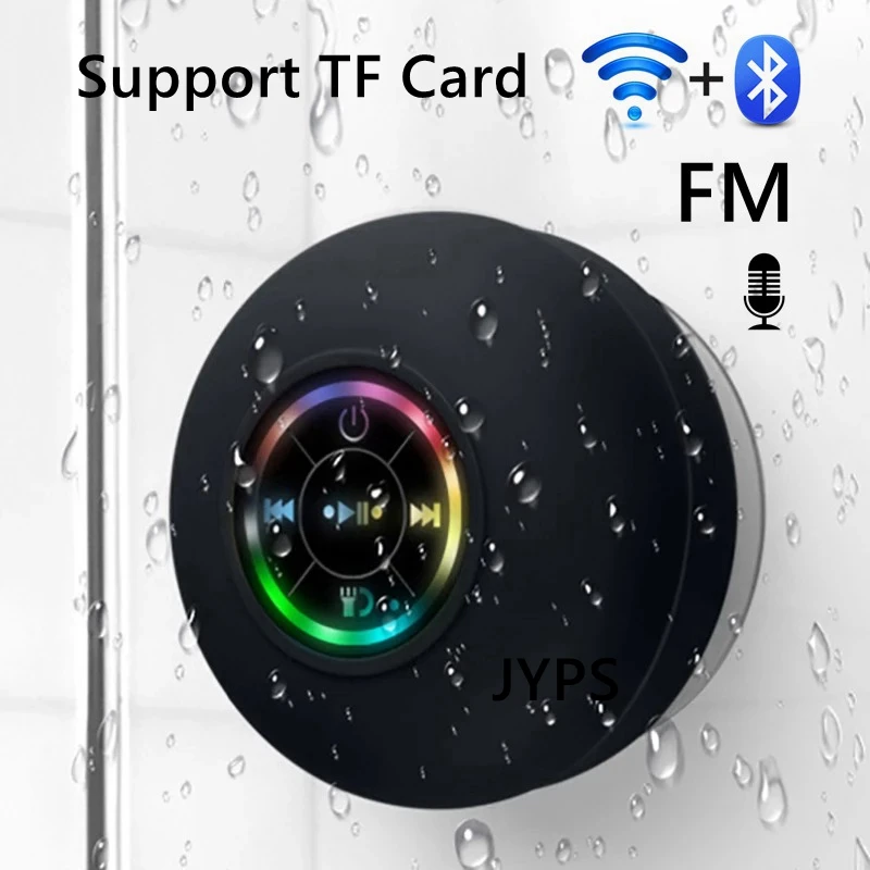 Waterproof Bluetooth Speaker Bathroom Wireless Shower Speaker Black, with Microphone, RGB light, Support TF card FM radio
Waterproof Bluetooth Speaker Bathroom Wireless Shower Speaker Black, with Microphone, RGB light, Support TF card FM radio