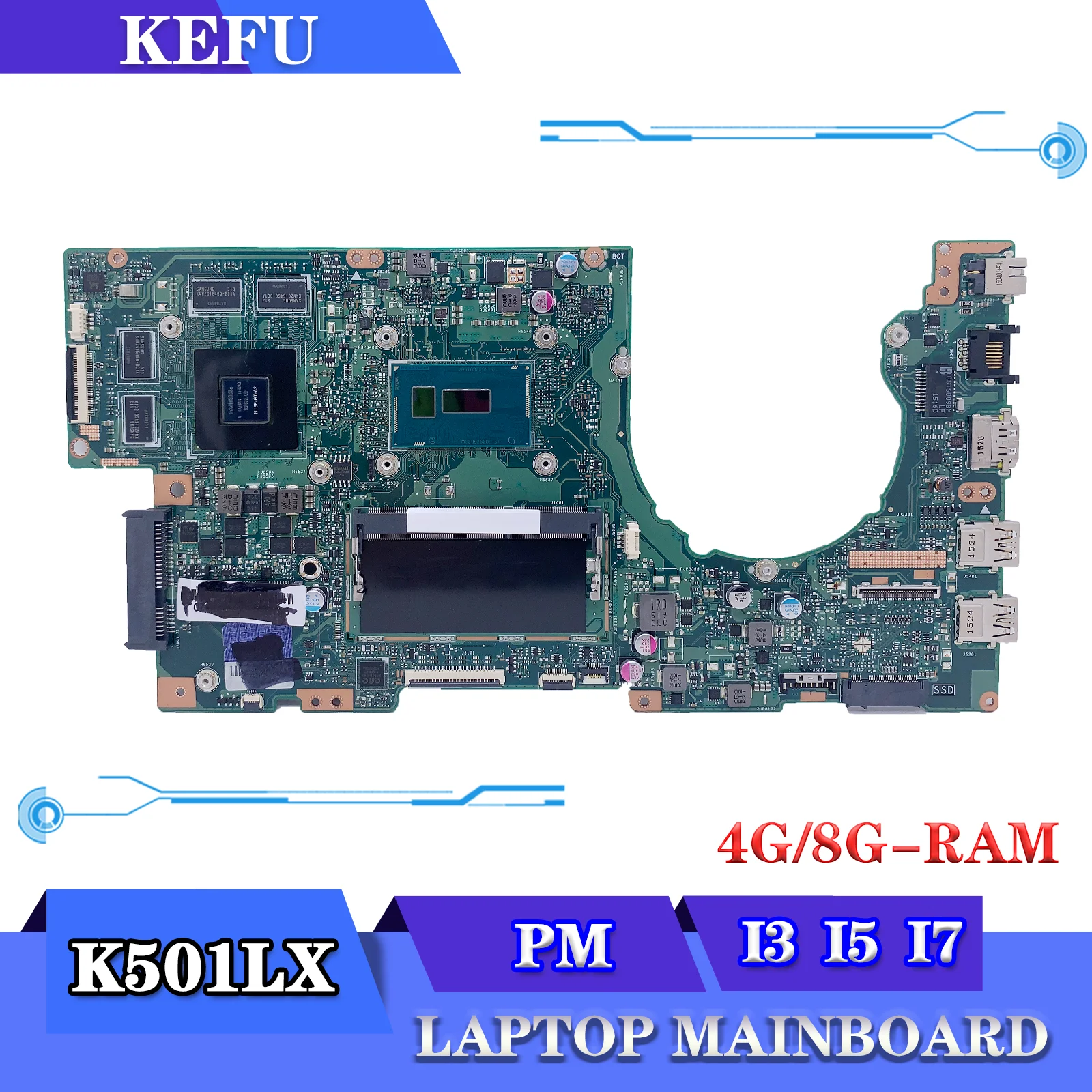 KEFU Notebook K501L Mainboard For ASUS A501L V505L K501LX K501LB K501 Laptop Motherboard I3 I5 I7 4GB/8GB-RAM GTX950M/GT940M
KEFU Notebook K501L Mainboard For ASUS A501L V505L K501LX K501LB K501 Laptop Motherboard I3 I5 I7 4GB/8GB-RAM GTX950M/GT940M