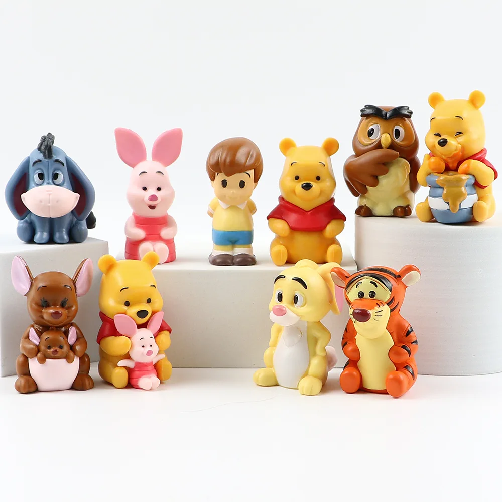 

10pcs Disney Winnie The Pooh Piglet Tigger Eeyore Rabbit Owl Anime Action Figures Model Toy Cartoon Collection Doll Set For Kids