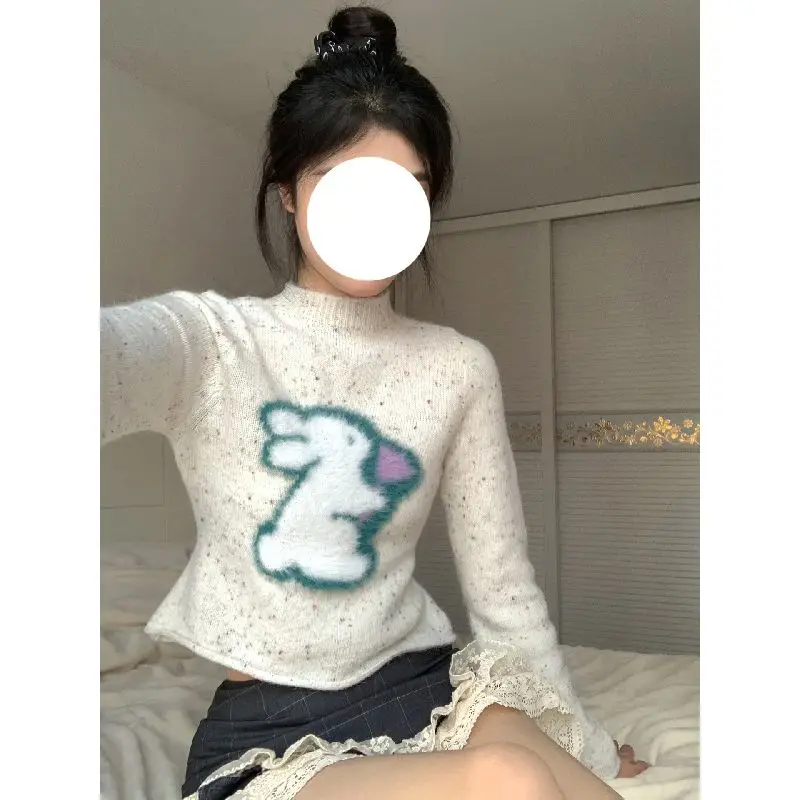 Japan Style Knitted Sweater Mujer Pullovers Long Sleeve Y2k O Neck Women Short Length Sueter Tops Cartoon Rabbit Print Harajuku
Japan Style Knitted Sweater Mujer Pullovers Long Sleeve Y2k O Neck Women Short Length Sueter Tops Cartoon Rabbit Print Harajuku