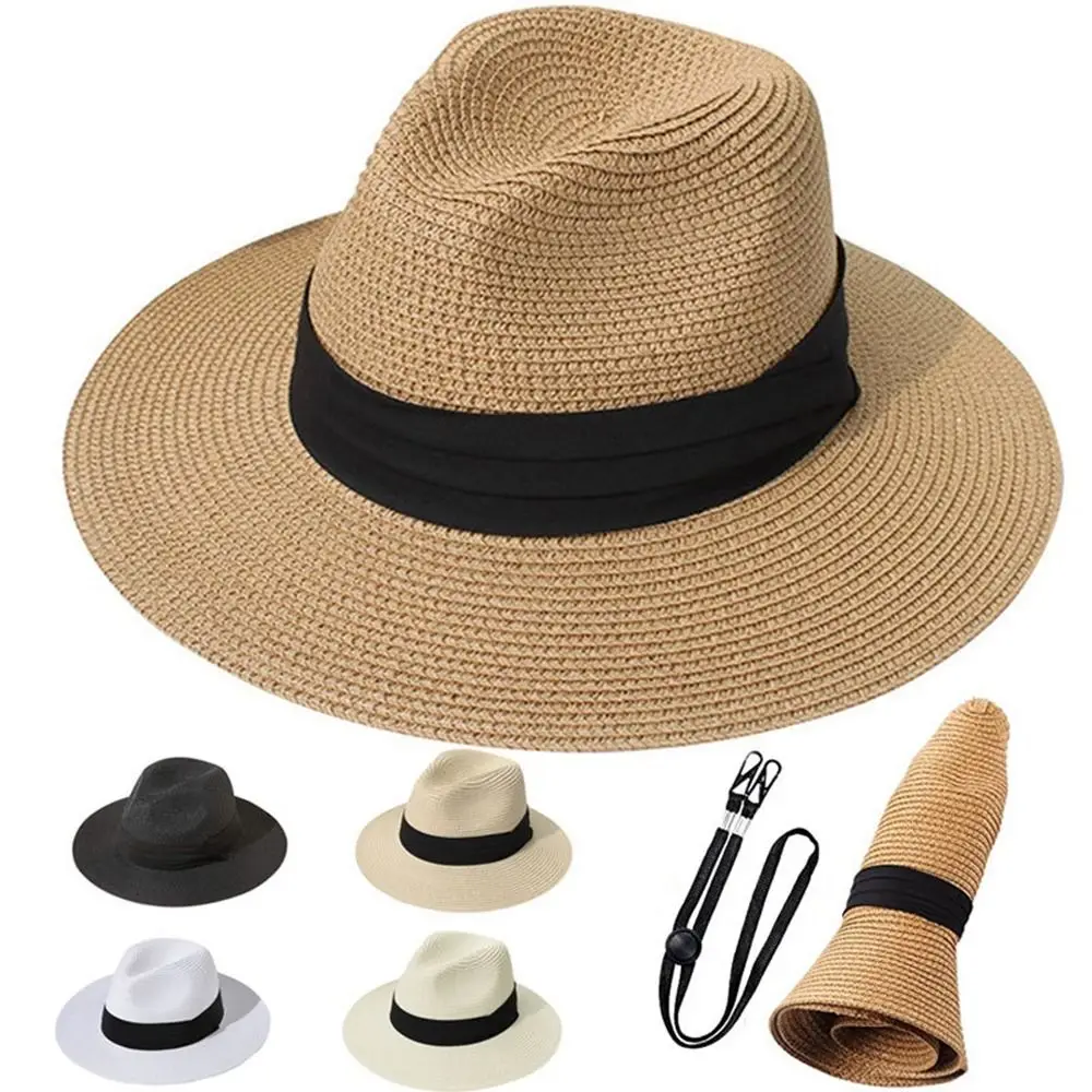

For Woman Fashion Sun Visor Holiday Beach Cap Sunscreen Summer British Style Sun Hat Straw Hat Panama Hat Weave Sun Cap