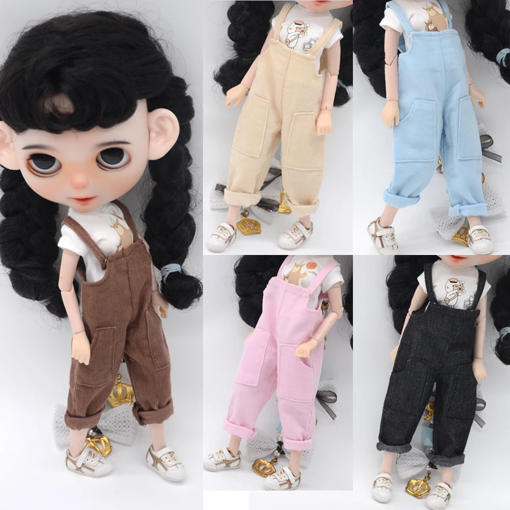 

Blyth Doll clothes Fashion overalls bib Pink blue brown khaki for Azone OB FR girl Toys gift