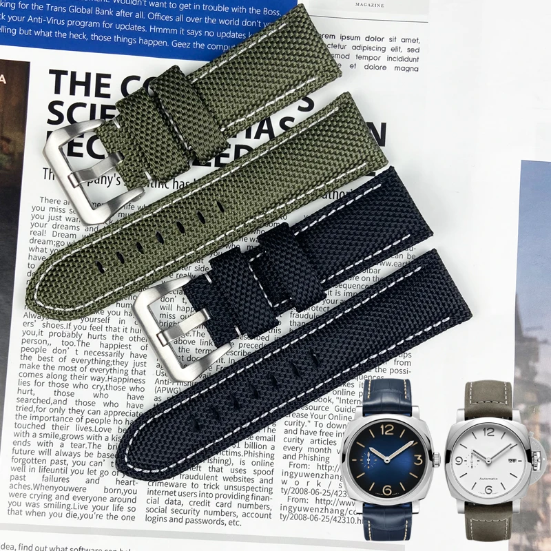 20mm 22mm 24mm 26mm Canvas Nylon Leather Watchband Needle Buckle Watch Strap for Panerai Watch Black Blue Men Bracelets
20mm 22mm 24mm 26mm Canvas Nylon Leather Watchband Needle Buckle Watch Strap for Panerai Watch Black Blue Men Bracelets
