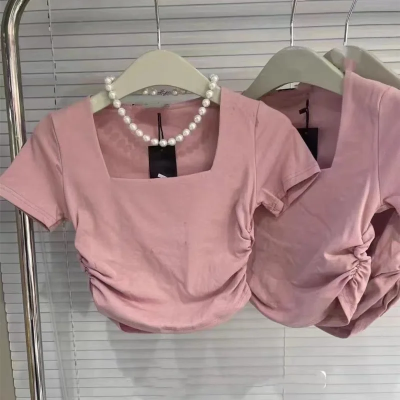 Crop Tops T-shirts Women Shirring Tender All-match Ulzzang Square Collar Y2k Girls Fashion Slim Hotsweet Casual Aesthetic Basic
Crop Tops T-shirts Women Shirring Tender All-match Ulzzang Square Collar Y2k Girls Fashion Slim Hotsweet Casual Aesthetic Basic