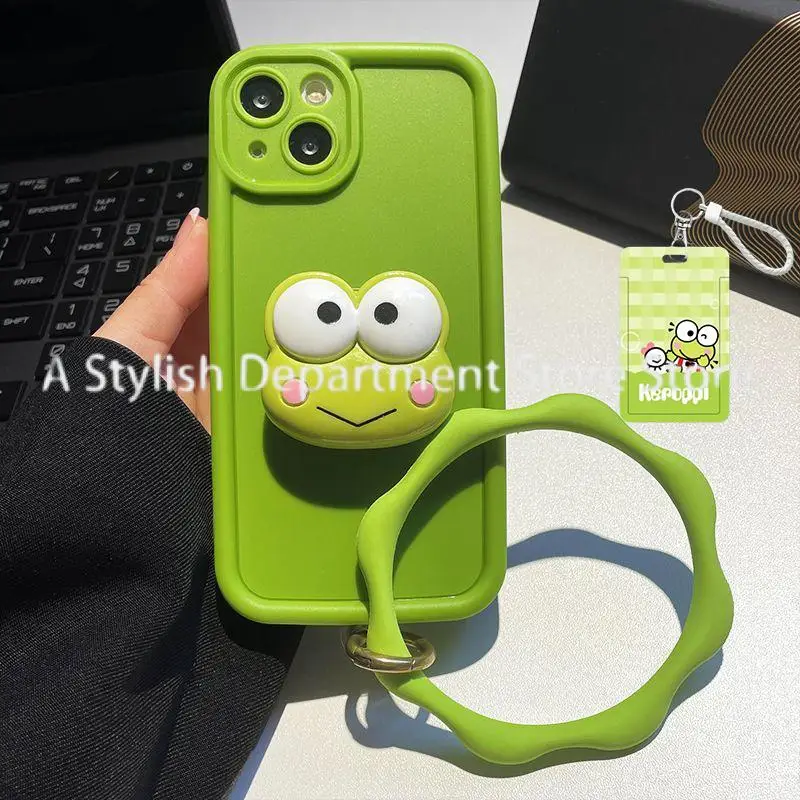 Kawaii Sanrio Keroppi чехол для телефона Iphone15/14/13 обеспечивает поддержку браслета все