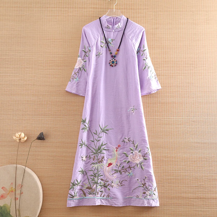 High-end Auttom Women Cheongsam Dress Retro Elegant Embroidery Flowers And Plants Loose A-line Lady Party Qiapao Dress S-XXL
High-end Auttom Women Cheongsam Dress Retro Elegant Embroidery Flowers And Plants Loose A-line Lady Party Qiapao Dress S-XXL
