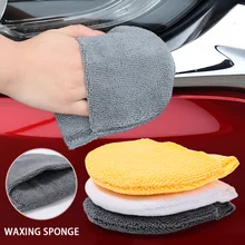 6/3PCS Soft Microfiber Car Waxing Applicator Mitts Polishing Sponge Finger Wax Foam Washing Pad Auto Detailing Cleaning Tools