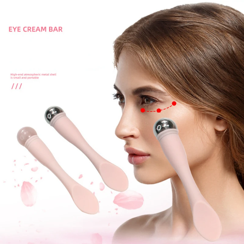 

Face Lift Eye Massager Natural Jade Stone Beauty Tools Dark Circles Eye Cream Divided Scoop Massage Roller Silicone Makeup Stick