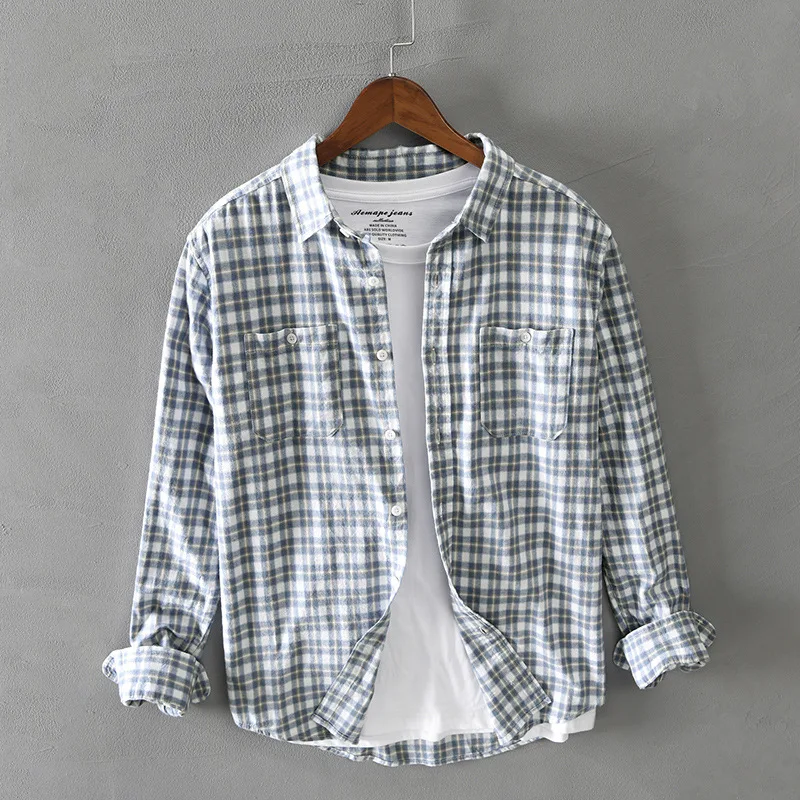 Spring Autumn New Men Shirts Casual Plaid Long Sleeve Cotton Shirt Thick Retro Multi-pocket Blue Workwear
Spring Autumn New Men Shirts Casual Plaid Long Sleeve Cotton Shirt Thick Retro Multi-pocket Blue Workwear