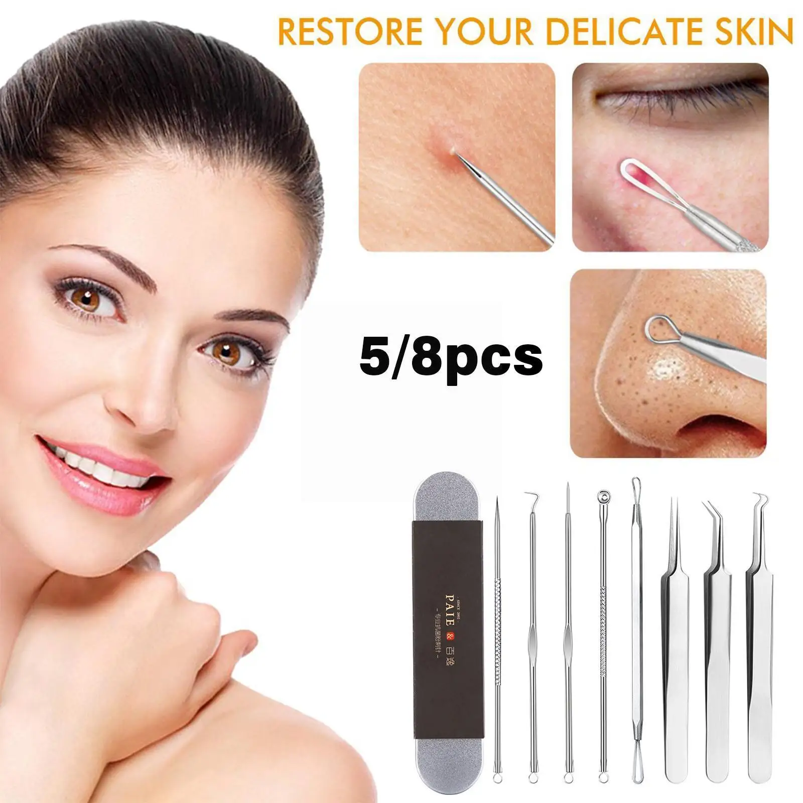 5/8Pcs Blackhead Acne Pimple Double Head Remover Needle Needles Steel Deep Tool Care Cleansing Blackhead Removal M2L0
5/8Pcs Blackhead Acne Pimple Double Head Remover Needle Needles Steel Deep Tool Care Cleansing Blackhead Removal M2L0