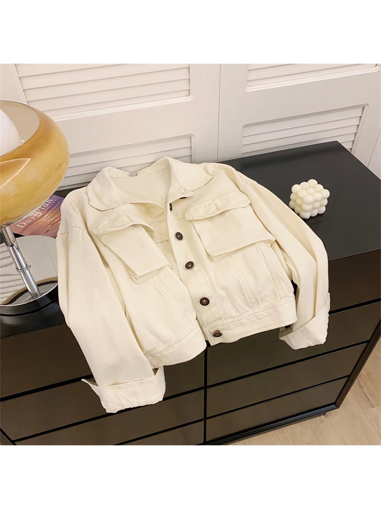 

Женская джинсовая куртка, винтажная Модная Джинсовая куртка оверсайз с длинным рукавом, верхняя одежда свободного кроя в стиле Харадзюку, топ в Корейском стиле 90-х, одежда в стиле 1920-х, 2000