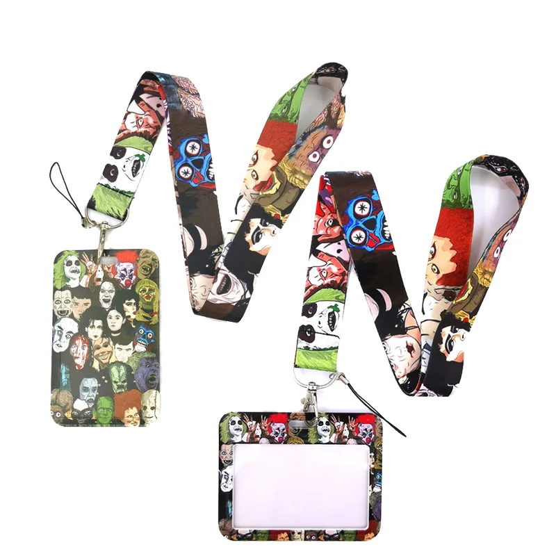 

Michale Myers Horror Characters Lanyard Credit Card ID Holder Bag Student Women Travel Card Cover Badge Car Keychain Decorations