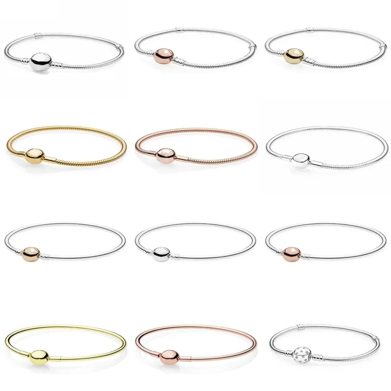 Authentic 925 Sterling Silver Circular Clasp Snake Chain Basic Bracelets Bangle Fit Women Bead Charm Diy Fashion Jewelry
Authentic 925 Sterling Silver Circular Clasp Snake Chain Basic Bracelets Bangle Fit Women Bead Charm Diy Fashion Jewelry