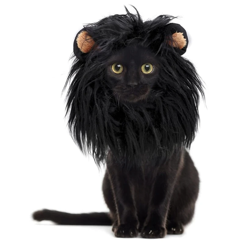 

Малые кошки грива Рождественский костюм Лев для Льва костюм собаки кошки костюм одежда парик Кепка для питомца черная Хэллоуин кошка забавная шляпа