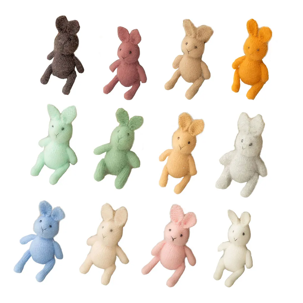 

Newborn Photography Props Bunny Doll Knitted Cute Rabbit Photo Shooting Accessories Room Decor Skin Friendly Toy