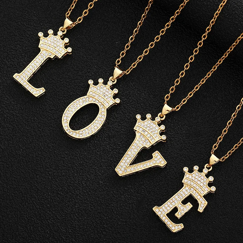WANGAIYAO New 26 English New Ladies Letter Fashion Crown Pendant Necklace Stainless Steel Chain Zircon Letter Pendant Jewelry
WANGAIYAO New 26 English New Ladies Letter Fashion Crown Pendant Necklace Stainless Steel Chain Zircon Letter Pendant Jewelry