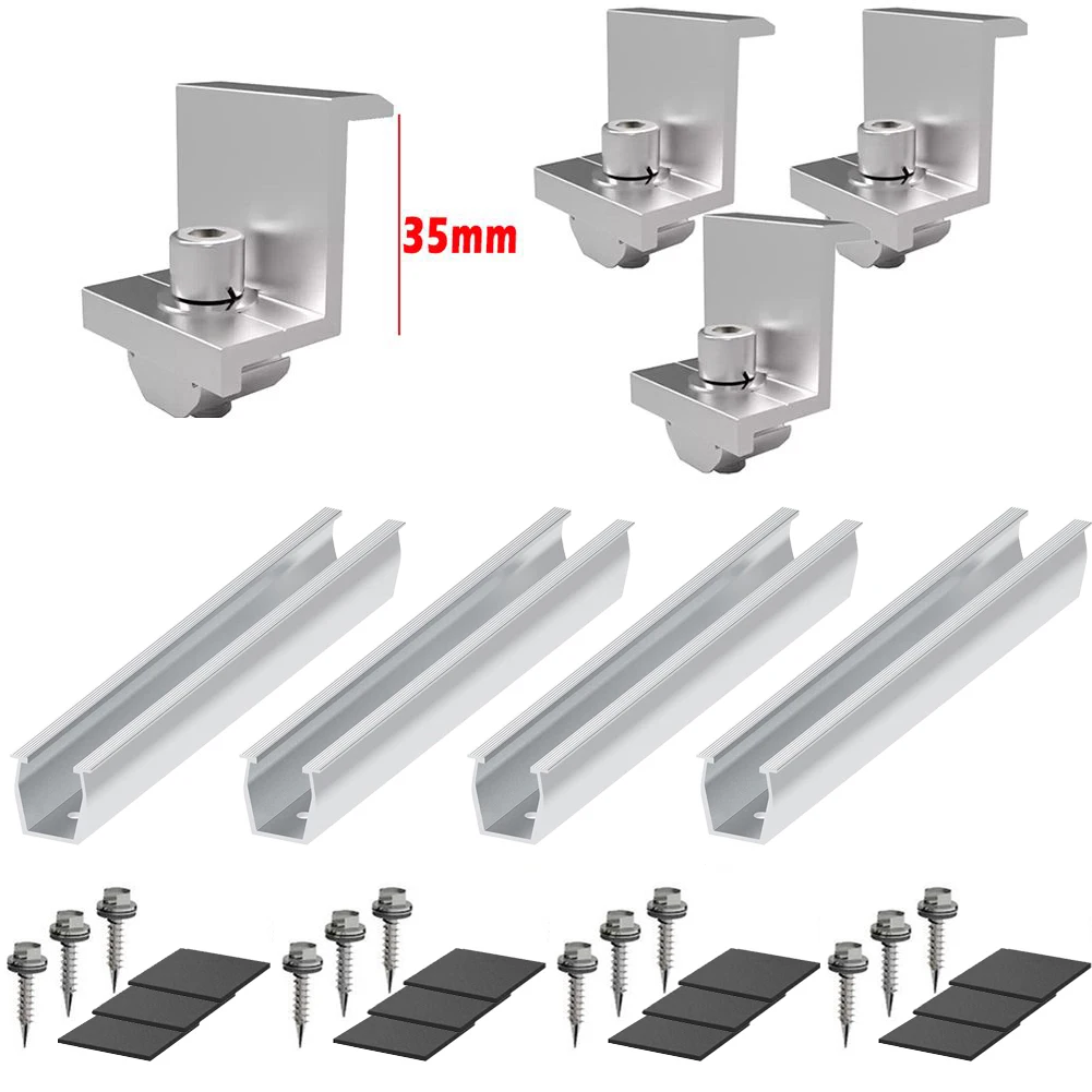 Solar Panel Module Aluminum Bracket Rail Fastening Rail Trapezoidal Roof Mount Kit Aluminum Bracket Solar System Installation
Solar Panel Module Aluminum Bracket Rail Fastening Rail Trapezoidal Roof Mount Kit Aluminum Bracket Solar System Installation