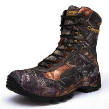 Couple Hight-Top Boots Hiking Combat Outdoor Hunting Camouflage Travel Waterproof Hard-Wearing Plush Indestructible Winter Shoes