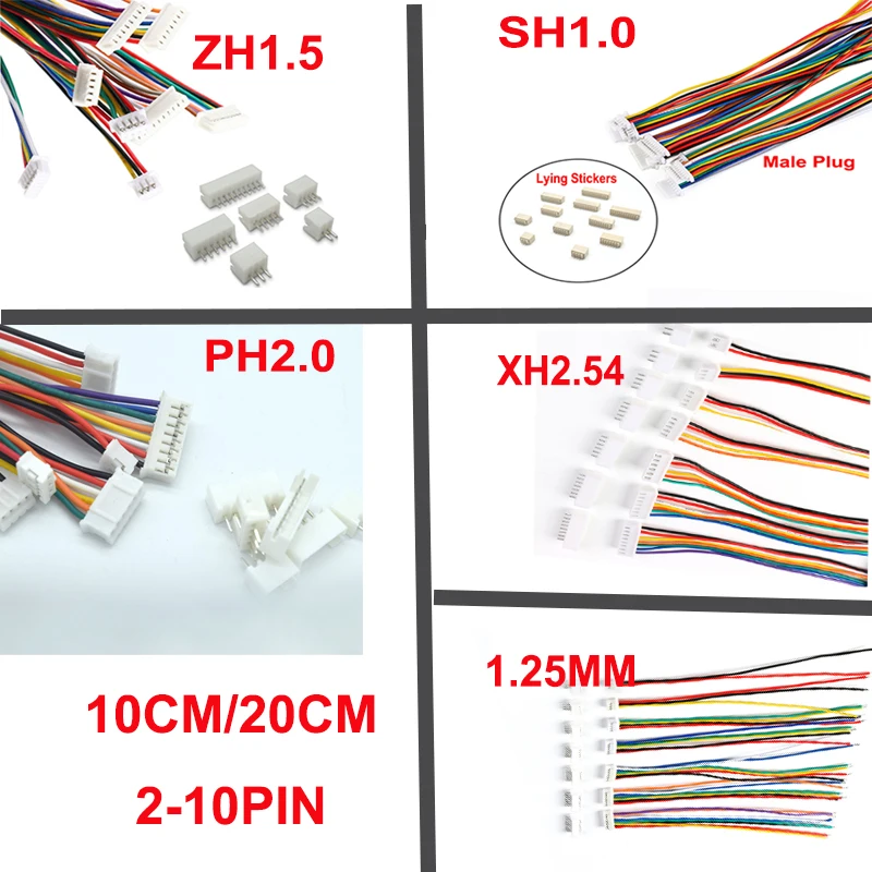 10Sets Male Female 1.0 1.25 1.5 2.0 2.54 SH/JST/ZH/PH/XH Plug Connector with 100MM/200MM Wire 2/3/4/5/6/7/8/9/10Pin wire
10Sets Male Female 1.0 1.25 1.5 2.0 2.54 SH/JST/ZH/PH/XH Plug Connector with 100MM/200MM Wire 2/3/4/5/6/7/8/9/10Pin wire