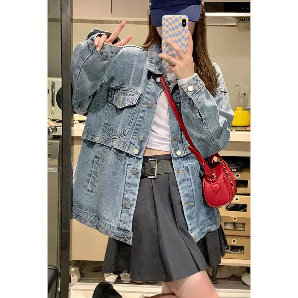 Куртка женская джинсовая в стиле оверсайз, свободная облегающая Повседневная винтажная куртка в стиле пэчворк, одежда для девушек, весна-осень
Куртка женская джинсовая в стиле оверсайз, свободная облегающая Повседневная винтажная куртка в стиле пэчворк, одежда для девушек, весна-осень