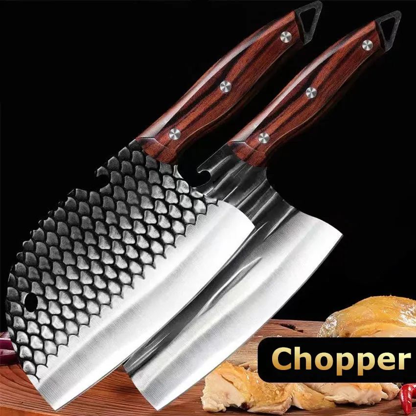 

Handmade Forged Chopping Butcher Knife Stainless Steel Chef Knife Bone Vegetable Cooking Cleaver Cutting Slicer Meat Knife Tool