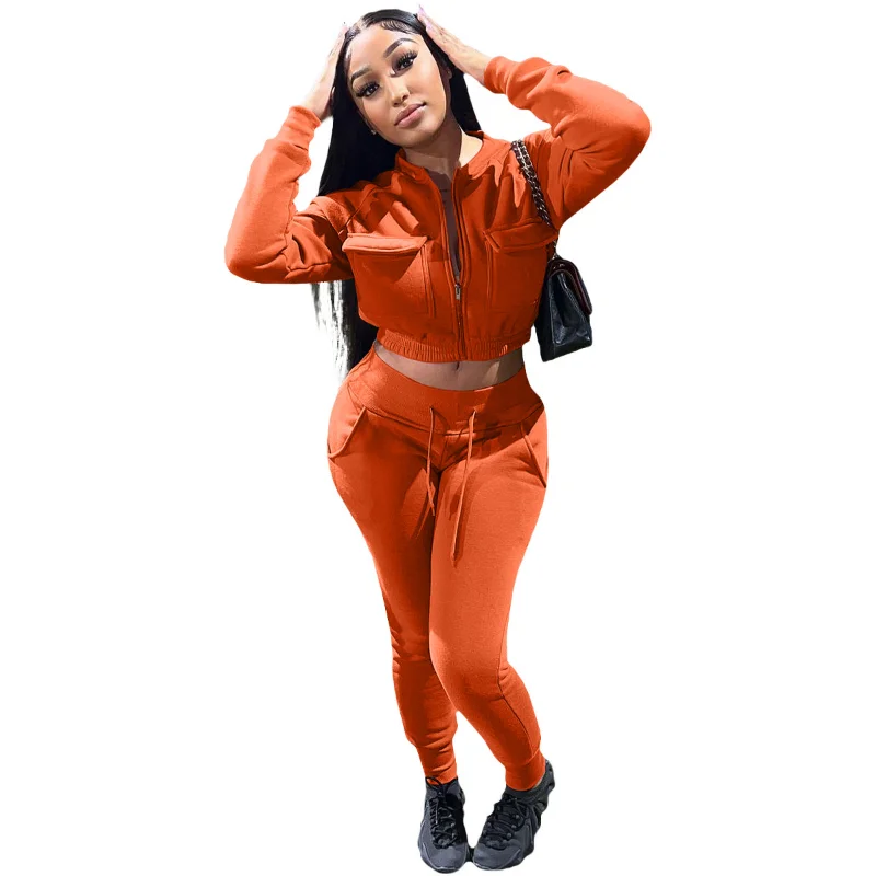 Solid Tracksuit Women Two Piece Set Pockets Long Sleeve Zipper Cropped Jacket Top Drawstring Pencil Pants Sweatsuit Jogging Suit
Solid Tracksuit Women Two Piece Set Pockets Long Sleeve Zipper Cropped Jacket Top Drawstring Pencil Pants Sweatsuit Jogging Suit