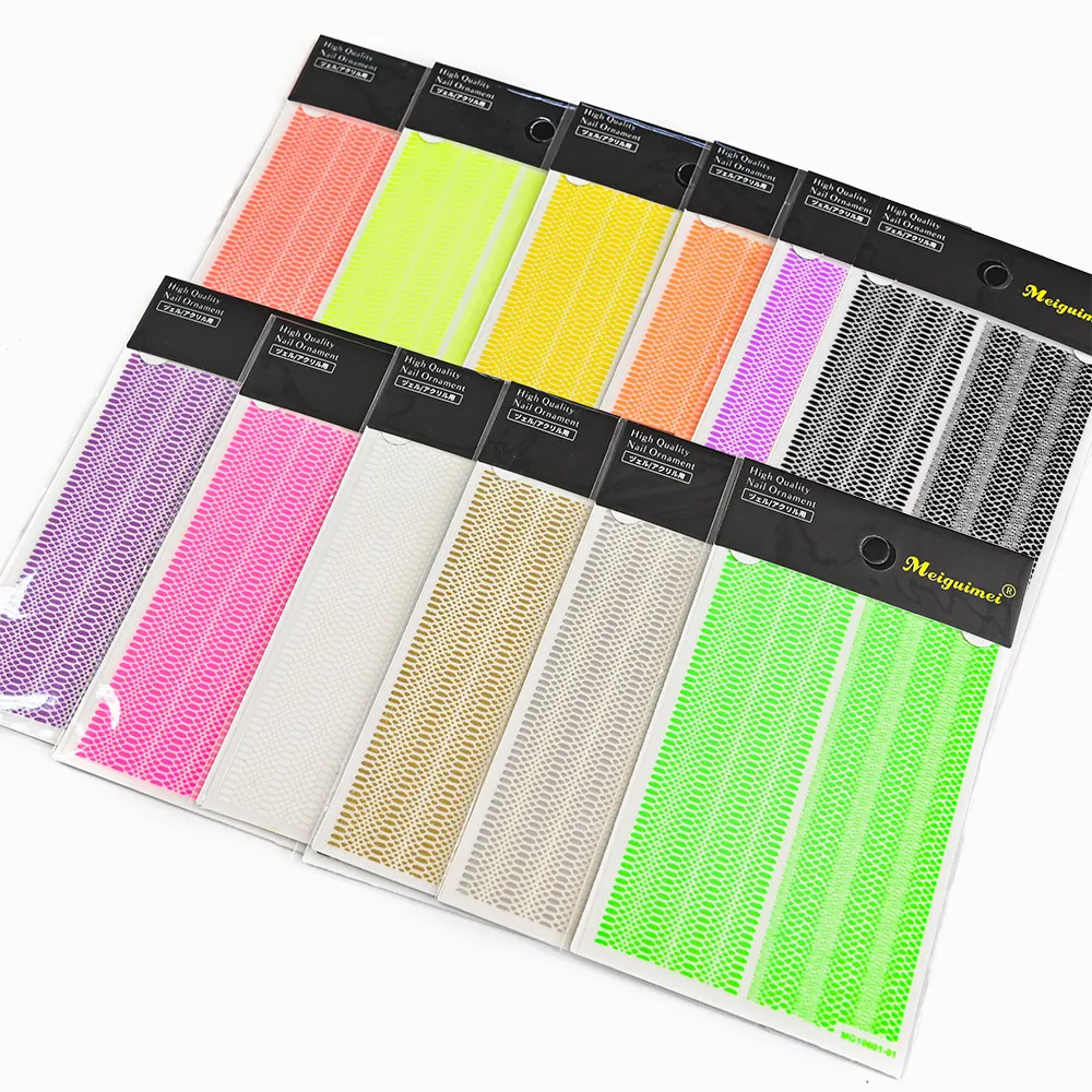 

1Sheet SnakeSkin Tattoo Nails Art Stickers Fluorescen Neon Transfer Sticker Self-Adhesive Nail Slider Decals Manicure Decoration