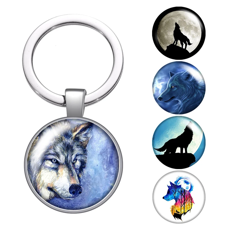 

Wolf Love animals Footprints elk glass cabochon keychain Bag Car key chain Ring Holder silver plated keychains Men Women Gifts