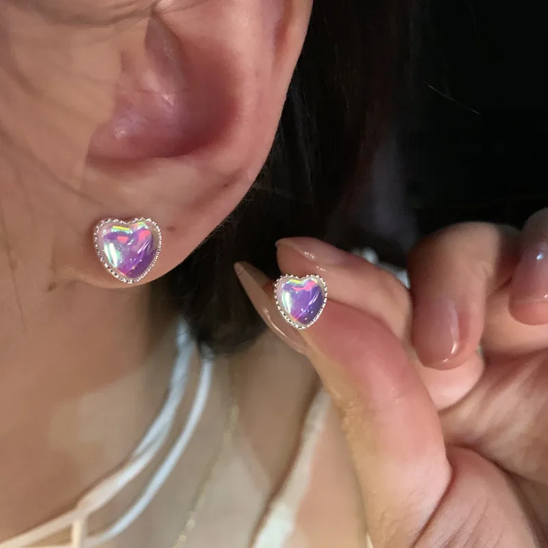 New Colorful Opal Heart Shape Stud Sweet Girl Earrings Personality Fashion Simple Earring Party Jewelry Anniversary Gift
New Colorful Opal Heart Shape Stud Sweet Girl Earrings Personality Fashion Simple Earring Party Jewelry Anniversary Gift