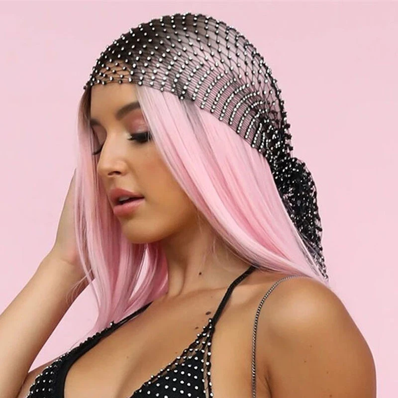 Fashion Women Bling Rhinestone Head Scarf Turban Hat Headband Crystal Mesh Cap Hair Snood Nets Headpiece Headwear Hair Accessory
Fashion Women Bling Rhinestone Head Scarf Turban Hat Headband Crystal Mesh Cap Hair Snood Nets Headpiece Headwear Hair Accessory