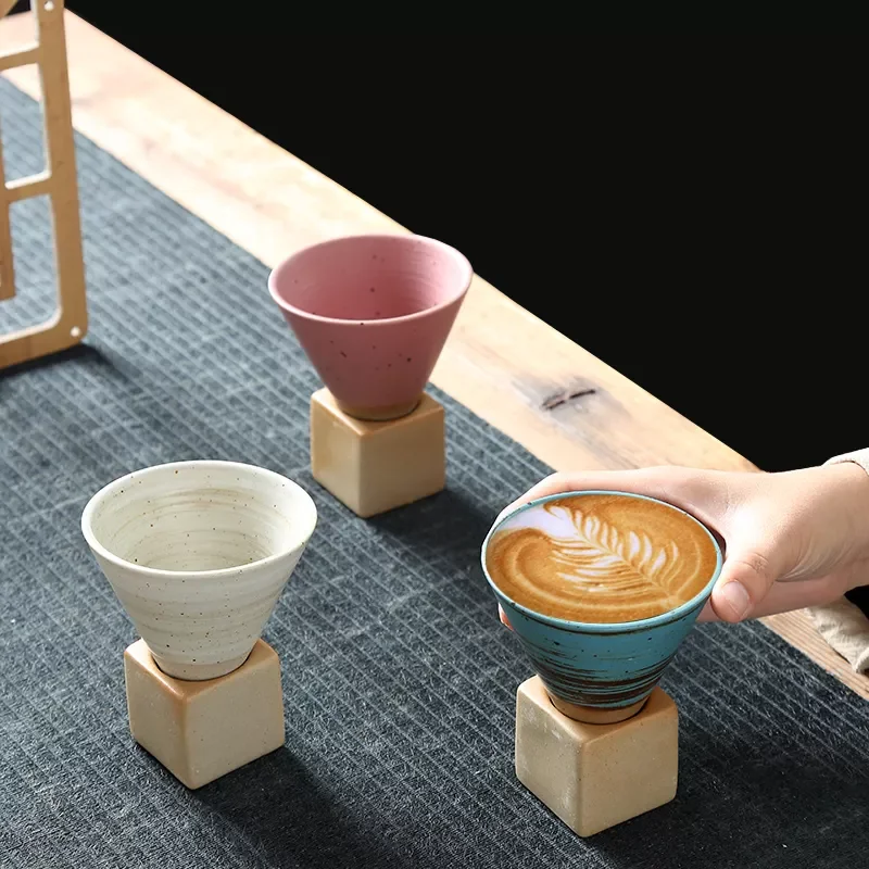 

2023 1 шт. креативная Ретро Керамическая кофейная чашка грубая керамика чайная чашка японский латте тянущийся Цветок Фарфоровая чашка бытова...
