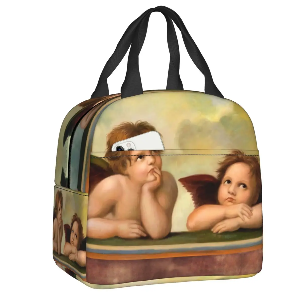

Renaissance Angels Winged Cherubs Insulated Lunch Tote Bag Portable Warm Cooler Thermal Lunch Bag Food Picnic Container Tote