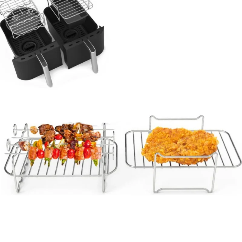 Airfryer Is Suitable for 8QT Double-pot Double-basket Air Fryer Accessories, Rectangular Four-pin Grill + Steaming Rack
Airfryer Is Suitable for 8QT Double-pot Double-basket Air Fryer Accessories, Rectangular Four-pin Grill + Steaming Rack