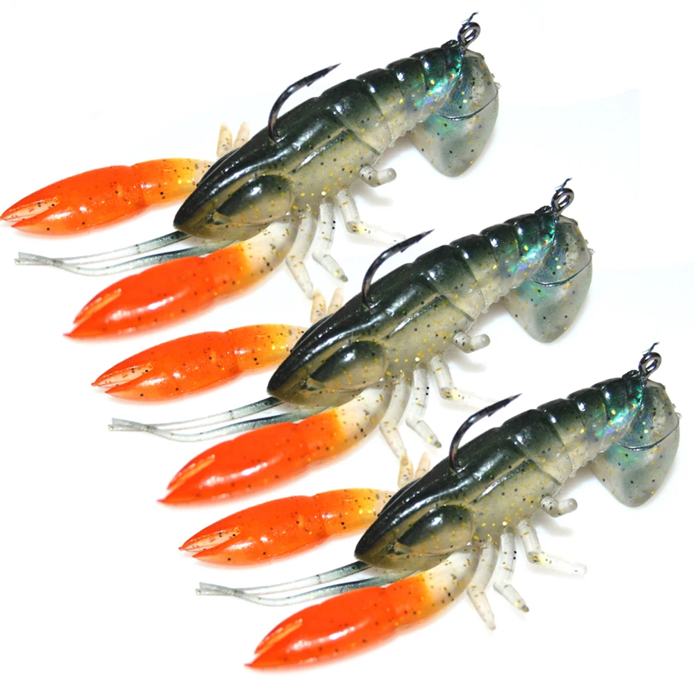 

3PCS 14g 8cm Fishing Lure Artificial Soft Shrimp Lures Swim Baits Prawn Bait With Hook Outdoor Carp Fishing Accessories Tackle