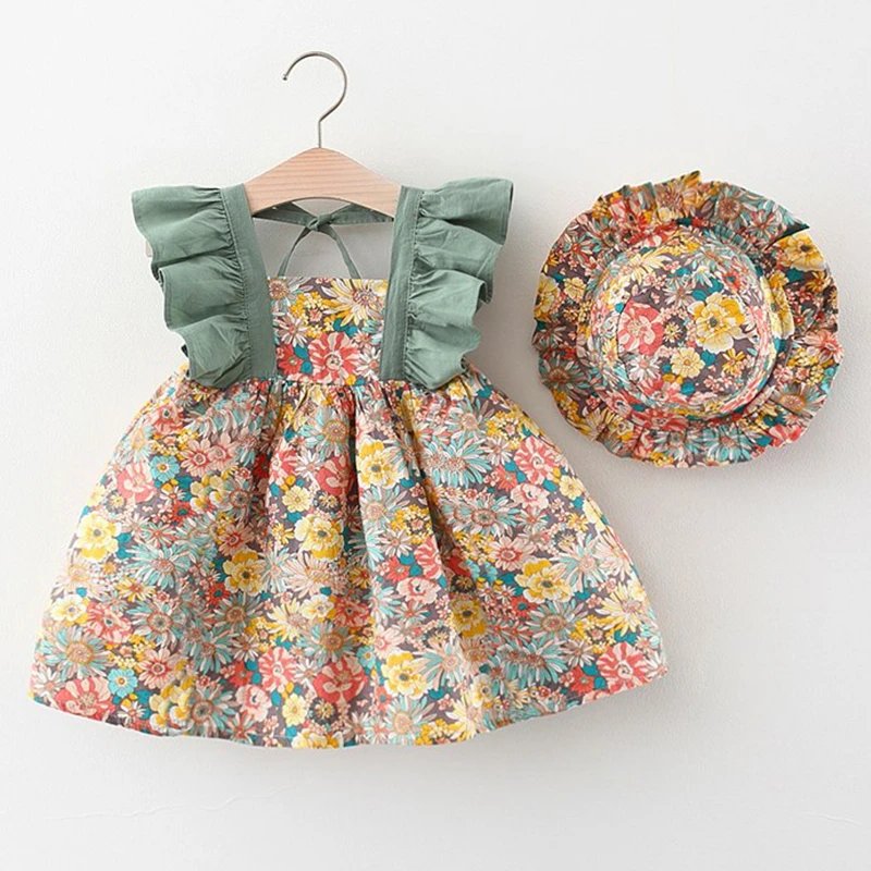 2Piece Summer Outfits Little Girls Clothing Set Korean Fashion Cute Flowers Toddler Dress+Sunhat Baby Princess Dresses BC2053-1
2Piece Summer Outfits Little Girls Clothing Set Korean Fashion Cute Flowers Toddler Dress+Sunhat Baby Princess Dresses BC2053-1