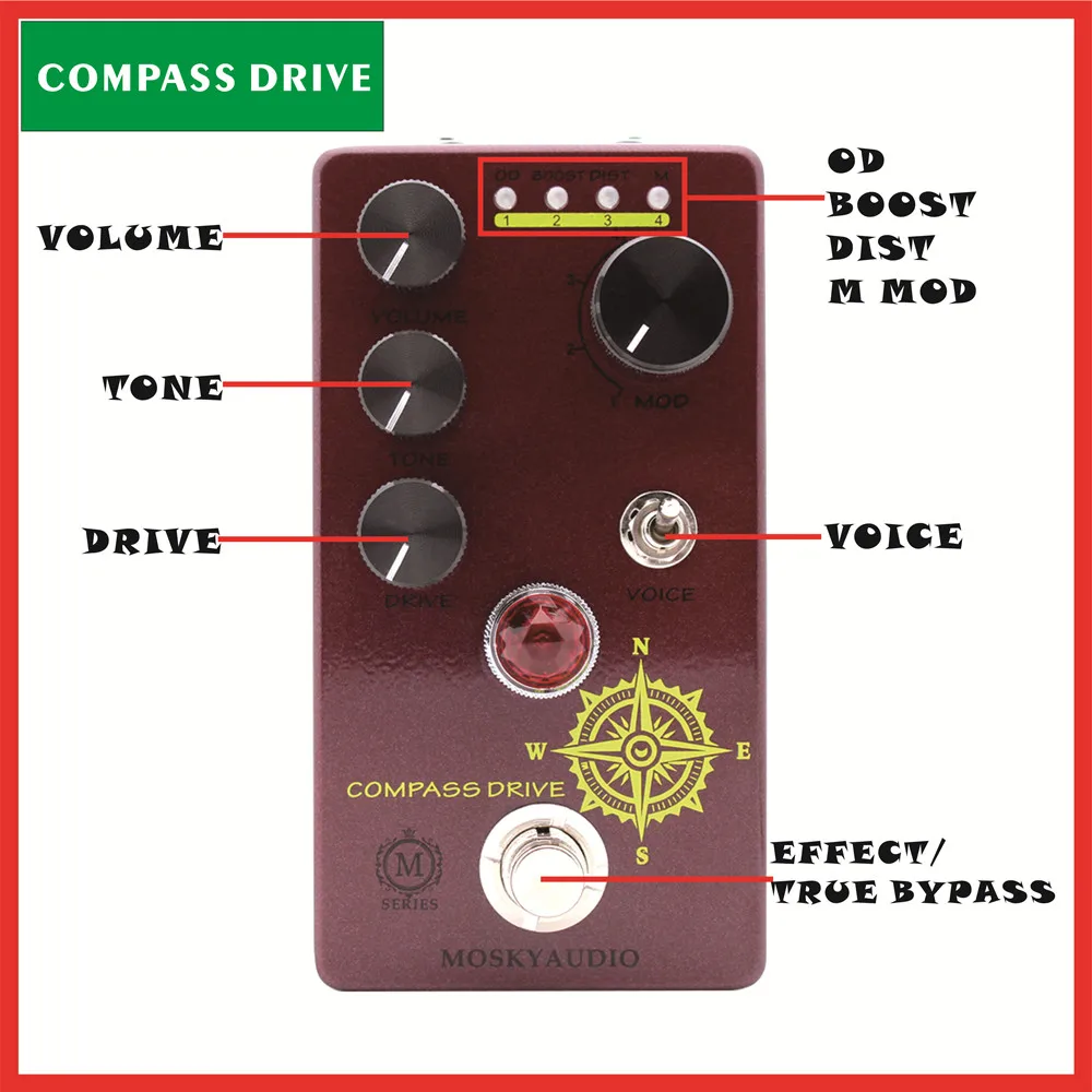 COMPASS DRIVE Guitar Effect Pedal Distortion Ovedrive Boost Pedal 4 MOD With True Bypass
COMPASS DRIVE Guitar Effect Pedal Distortion Ovedrive Boost Pedal 4 MOD With True Bypass