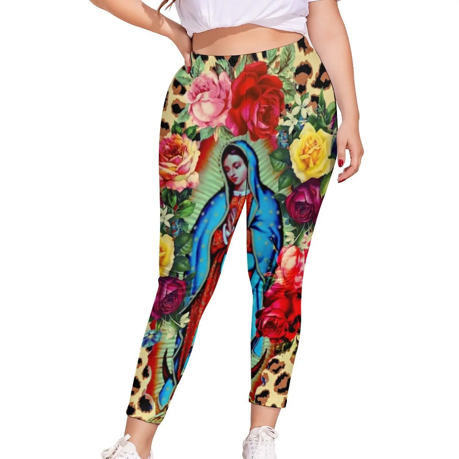 

Guadalupe Virgin Mary Leggings Floral Print Cycling Pattern Leggins Women Push Up Sexy Pants Gift Idea