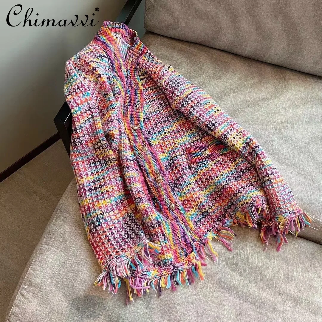 2022 Spring New Rainbow Color Sweater Coat for Women Long Sleeve Korean Cardigan Female Oversized Pink Knitted Jacket
2022 Spring New Rainbow Color Sweater Coat for Women Long Sleeve Korean Cardigan Female Oversized Pink Knitted Jacket