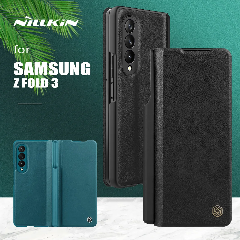 

for Samsung Galaxy Z Fold 3 5G Case Nillkin Qin Luxury Slim Flip Leather Case Pencil Holder Cover for Samsung Z Fold 3 5G Case