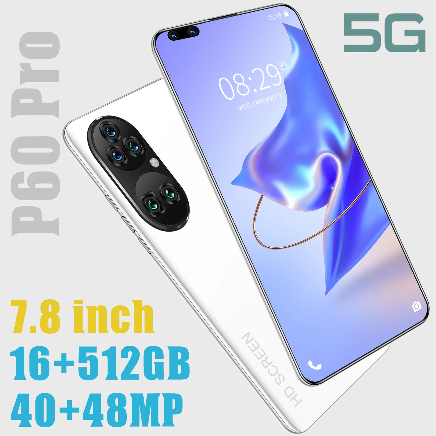 Smartphone Rugum P60 PRO 7.8 Inch Water Drop Screen Android 11 Smart Phone 16GB RAM 512GB ROM 5600mAh Dual Sim 5G Mobile Phones
Smartphone Rugum P60 PRO 7.8 Inch Water Drop Screen Android 11 Smart Phone 16GB RAM 512GB ROM 5600mAh Dual Sim 5G Mobile Phones
