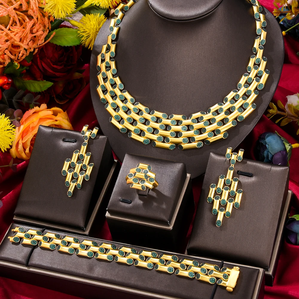 Missvikki Vintage Fashion Luxury 4PCS Jewelry Sets Dubai Style Big Necklace Bangle Earrings Ring Jewelry Set Charm Female
Missvikki Vintage Fashion Luxury 4PCS Jewelry Sets Dubai Style Big Necklace Bangle Earrings Ring Jewelry Set Charm Female