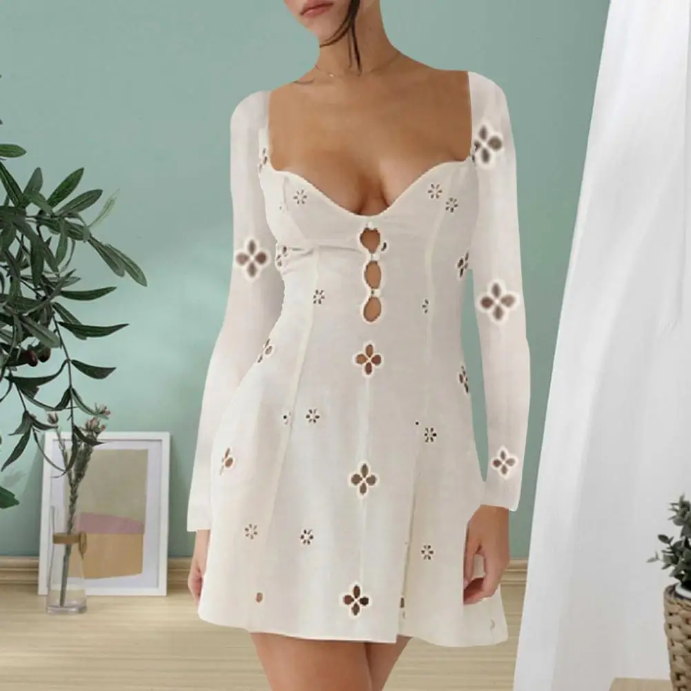 Summer Solid Color Dress Elegant Floral Hollow Out Midi Dress for Women Slim Fit V Neck Party Dress with Soft Lady Vibes Dress
Summer Solid Color Dress Elegant Floral Hollow Out Midi Dress for Women Slim Fit V Neck Party Dress with Soft Lady Vibes Dress