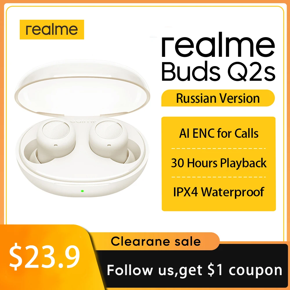 Наушники Realme Bluetooth Buds Q2s 30 часов полного воспроизведения AI ENC с шумоподавлением 10 мм Динамические наушники с басовым драйвером
Наушники Realme Bluetooth Buds Q2s 30 часов полного воспроизведения AI ENC с шумоподавлением 10 мм Динамические наушники с басовым драйвером