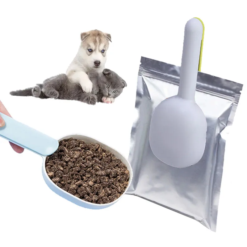 

Colorful Portable Pet Cat Dog Food Shovel Mutli-Function Scoop Feeding Spoon With Sealing Bag Clip Pet Feeder Feeding Supplies