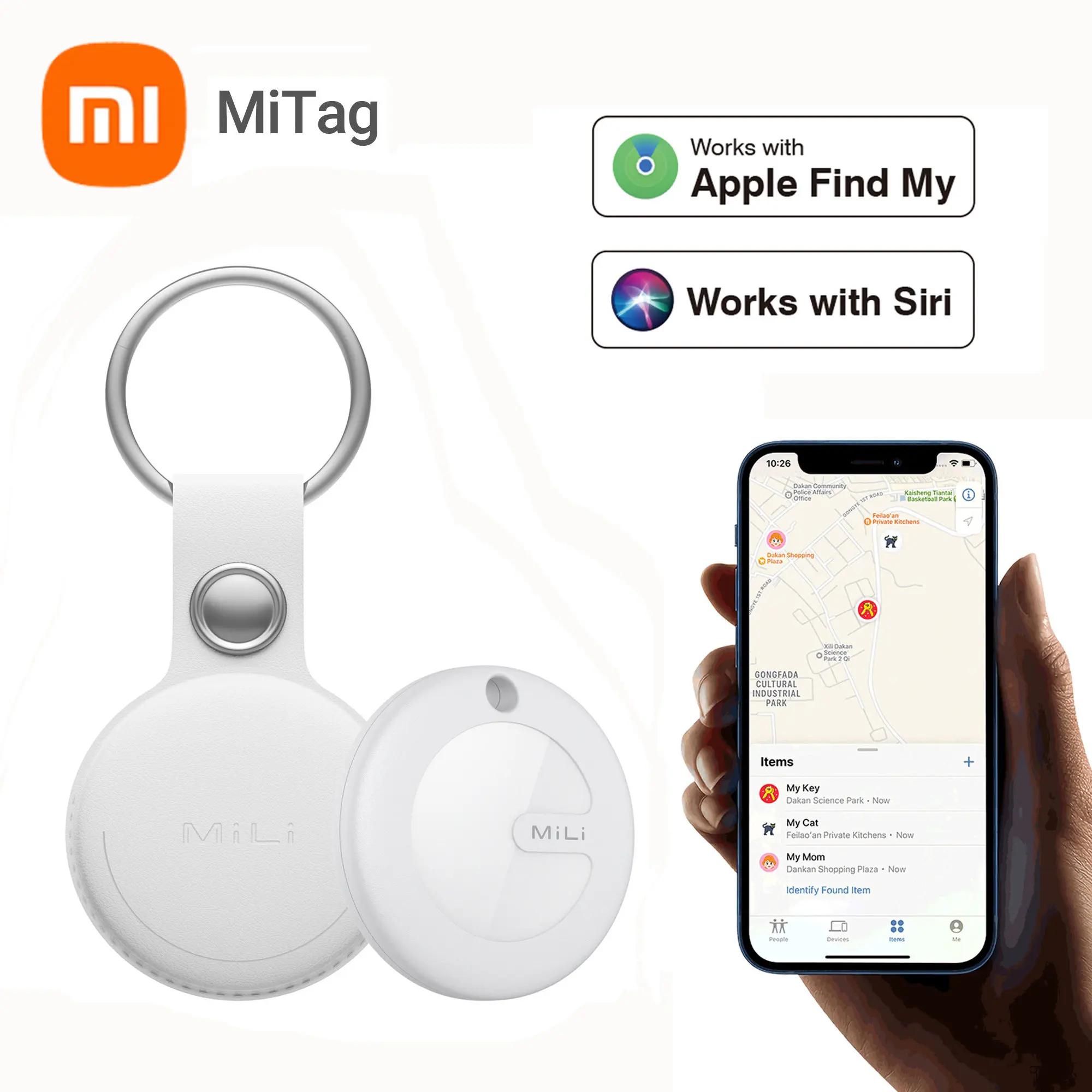 

Xiaomi Mitag Key Finder Item Finders,MFi Certified Bluetooth GPS Locator Tracker Mini Anti-loss Device Works with Apple Find My
